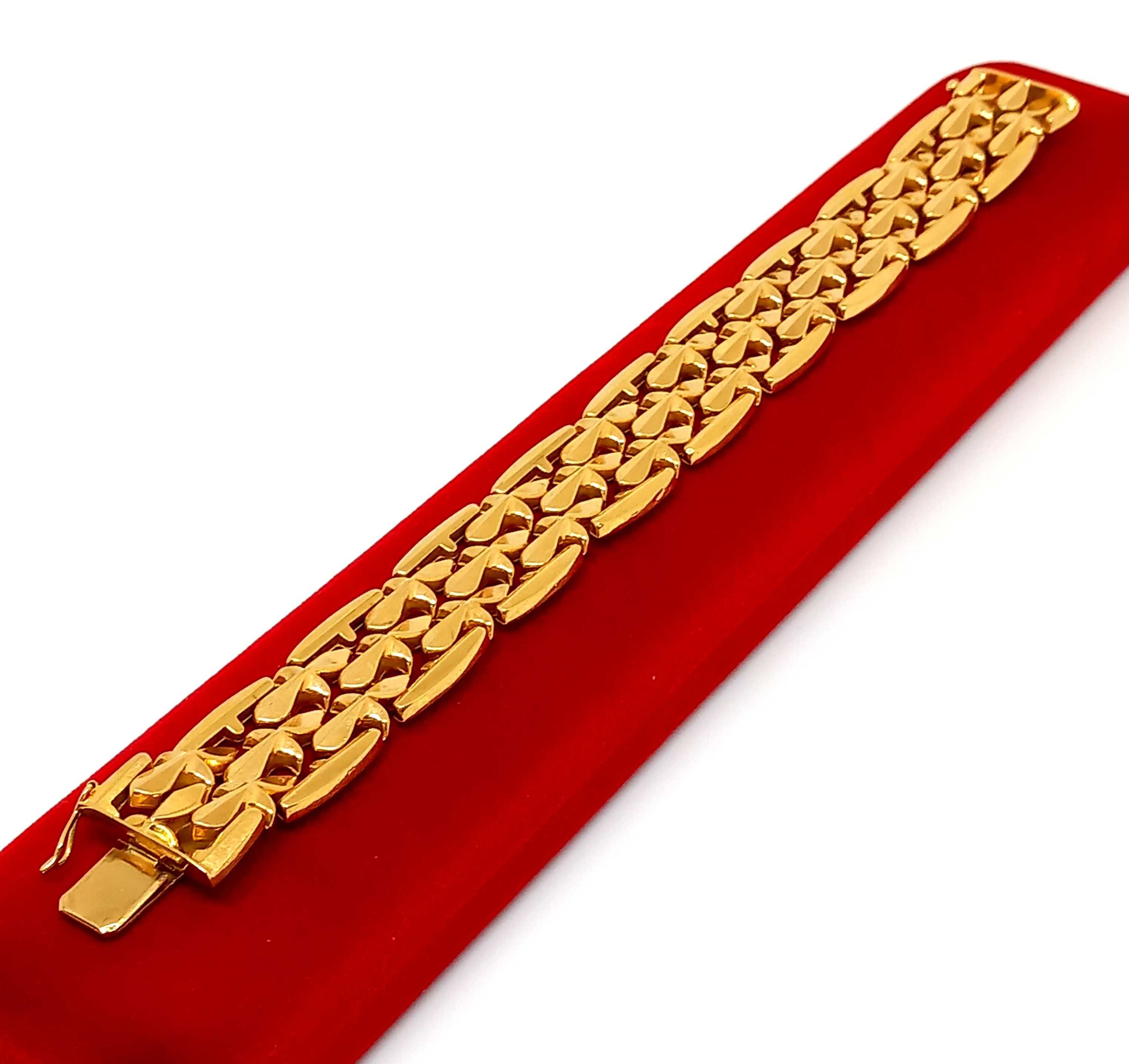 Złota bransoletka damska szeroka Pr.750 W:30,50gr dł:19cm