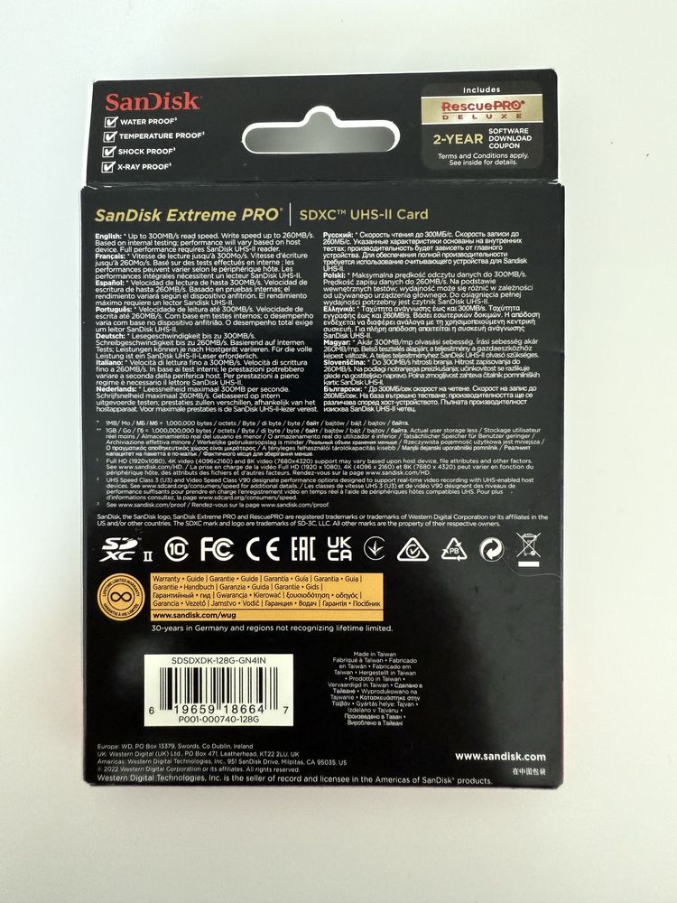 NOWA karta pamięci SanDisk Extreme Pro SDXC 128GB UHS-II V90 300MB/s