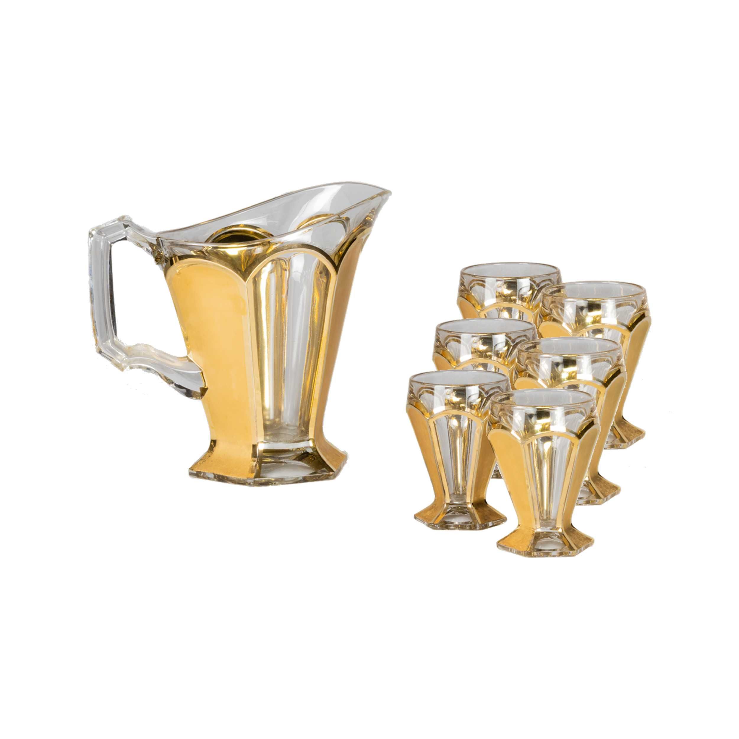 Serviço copos jarra cristal Boémia | Art Deco