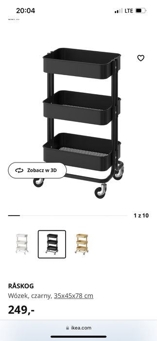 Ikea wózek na kółkach szafka raskog czarny jak nowy