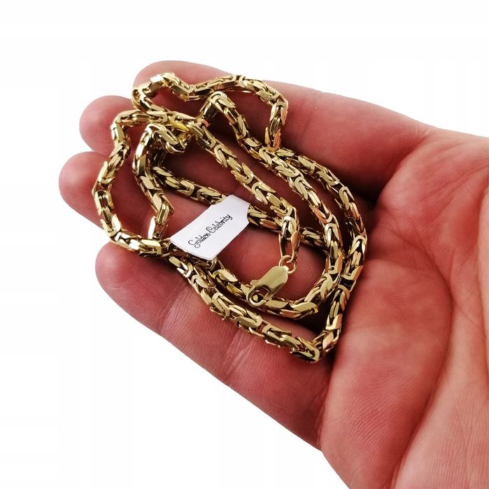 Złoty Łańcuszek Męski Splot Królewski Pr. 925/585/45 Cm Prezent + Dedy