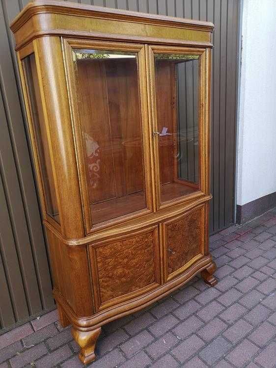 Witryna Serwantka ART-DECO Zgrabna Politura Dąb-Orzech Stara Antyk.
