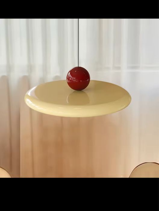 Nordic okrągła lampa wisząca LED kremowa