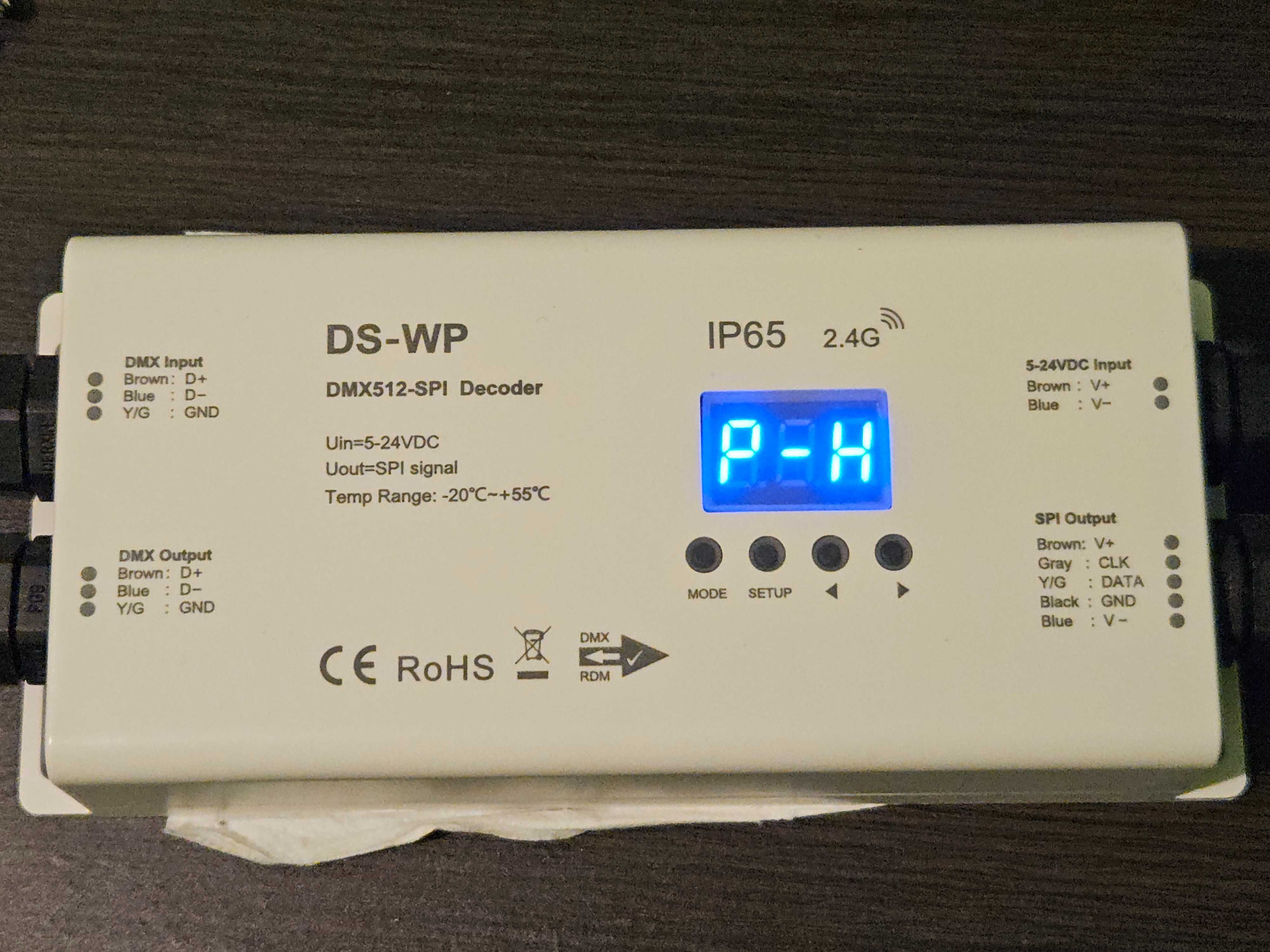 Dekoder SPI DMX512 RGB do taśm cyfrowych LED 10A 5-24V DC IP65 DS-WP