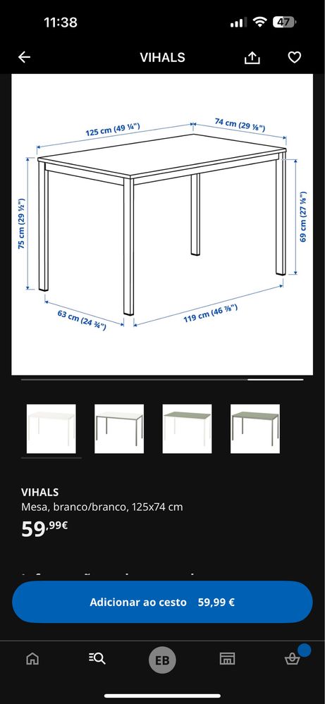 Mesa branca ikea + cadeiras