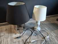 Zestaw dwóch lamp na biurko lub stolik nocny, lampa czarna, biala