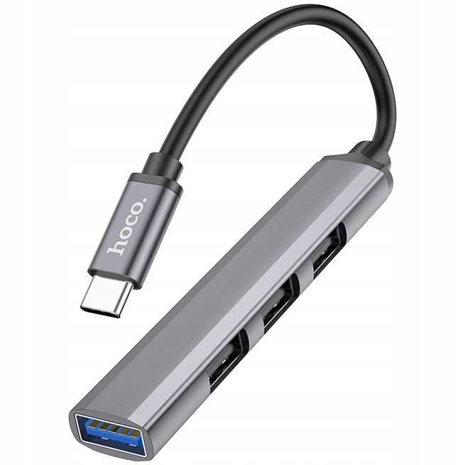 HOCO adapter HUB 4w1 USB C do 1x USB 3.0 + 3x USB 2.0