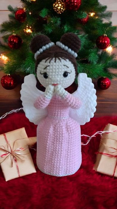 Aniołek wykonany na szydełku - dekoracja świąteczna, idealny prezent