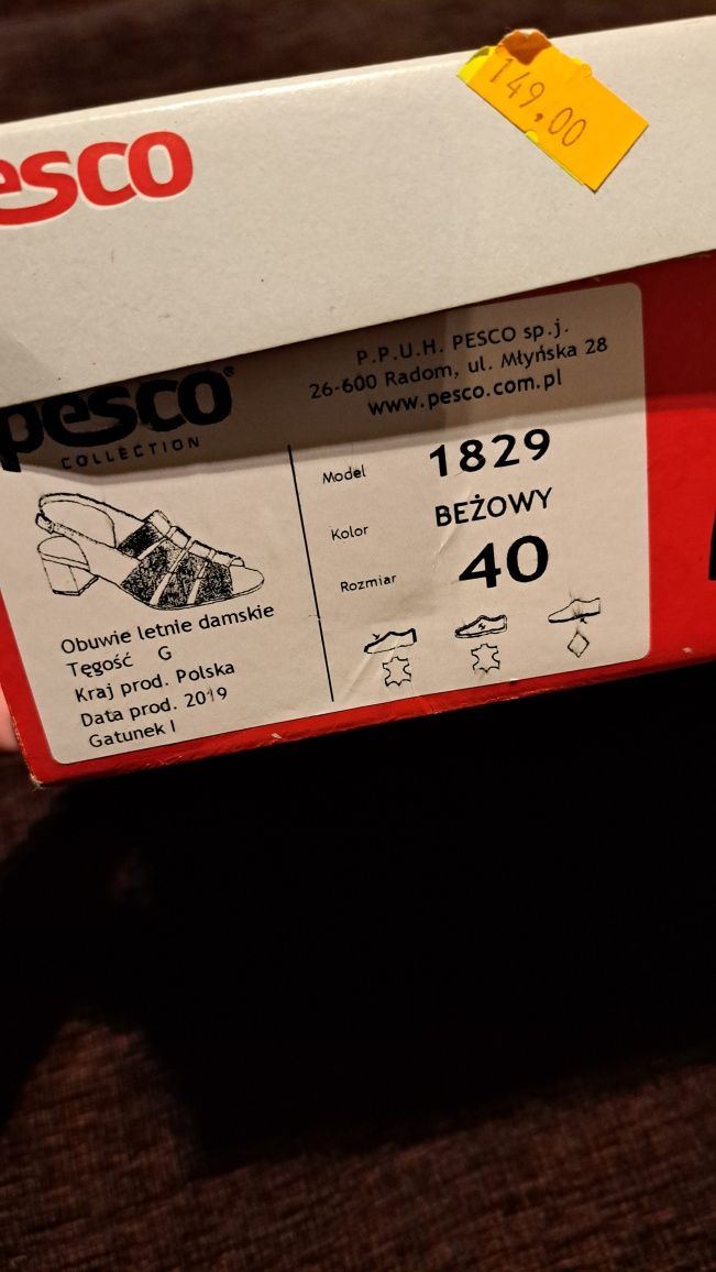 Sandały Pesco Collection R. 40 beżowe polski producent