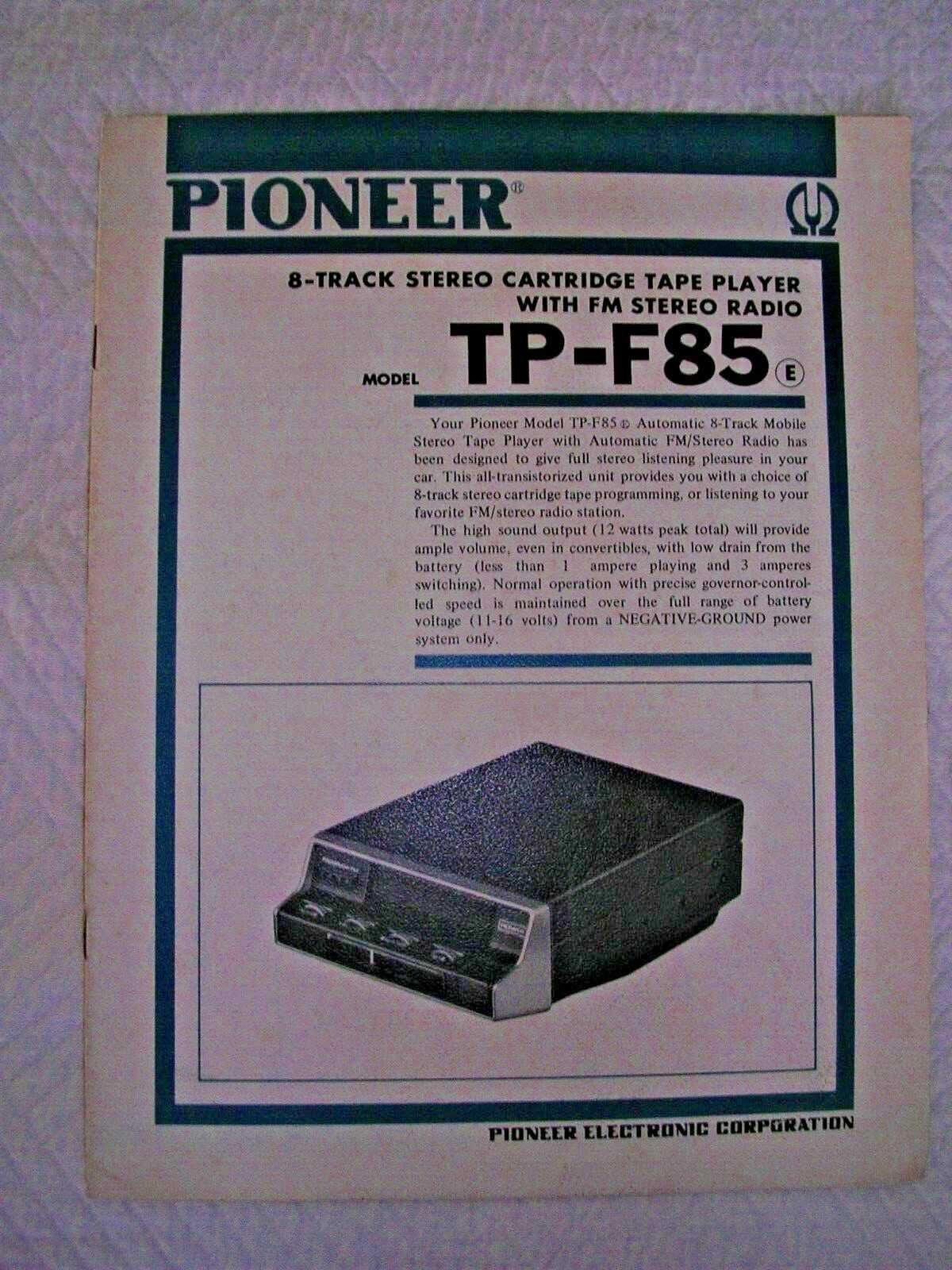Auto rádio pioneer TP-F85. O primeiro modelo da marca! Peça de museu.