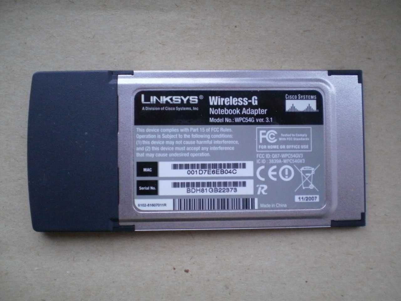PCMCIA Wi-Fi адаптер Linksys