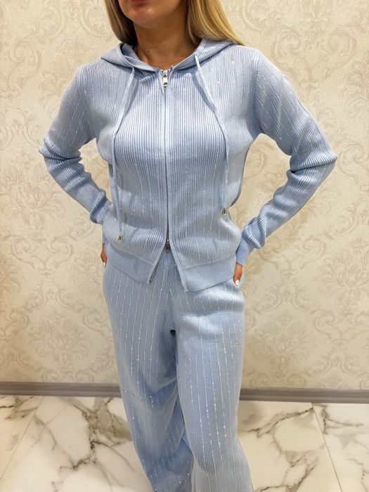 Женский прогулочный костюм, спорт-шик, вязаный трикотаж, размер М-L