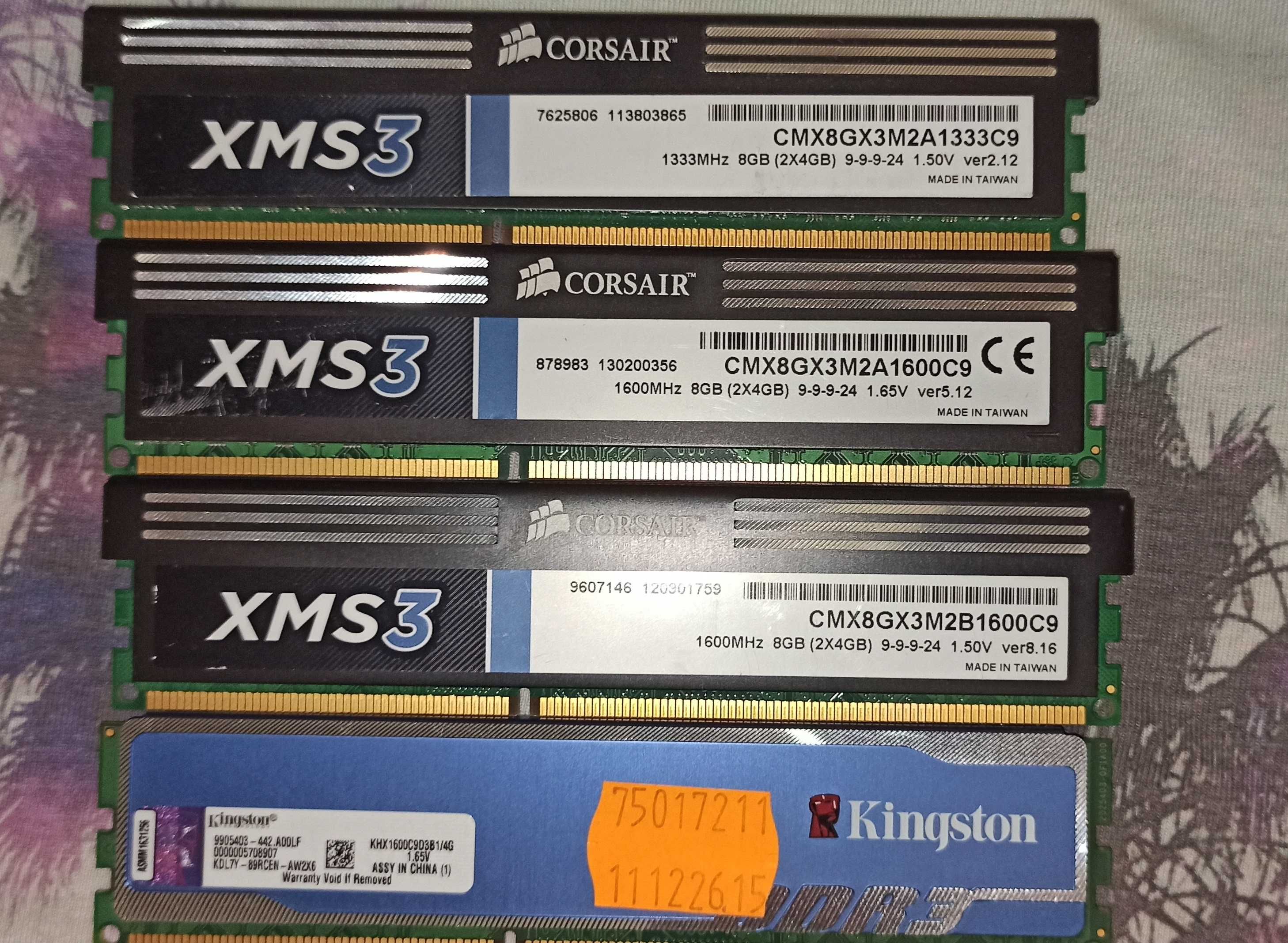 Оперативная память 4Gb 1333/1600 в радиаторах Crusial Kingston Corsair