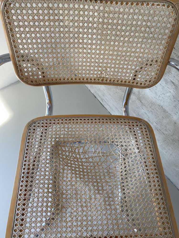 Włoskie Krzesło Cecsa M.Breuer chrom bauhaus mid century ratan vintage