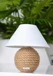 Mini lampka nocna Boho biała lampa ETNO trawa juta