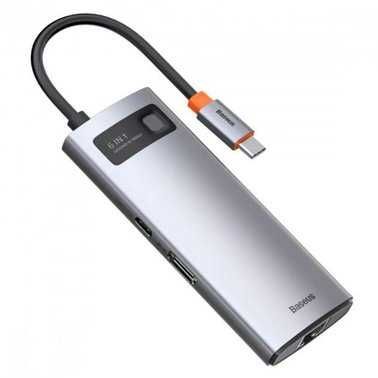 Адаптер Baseus Adapter USB-C to 3xUSB3.0+HDMI+RJ45+USB-C Gray НОВЫЙ