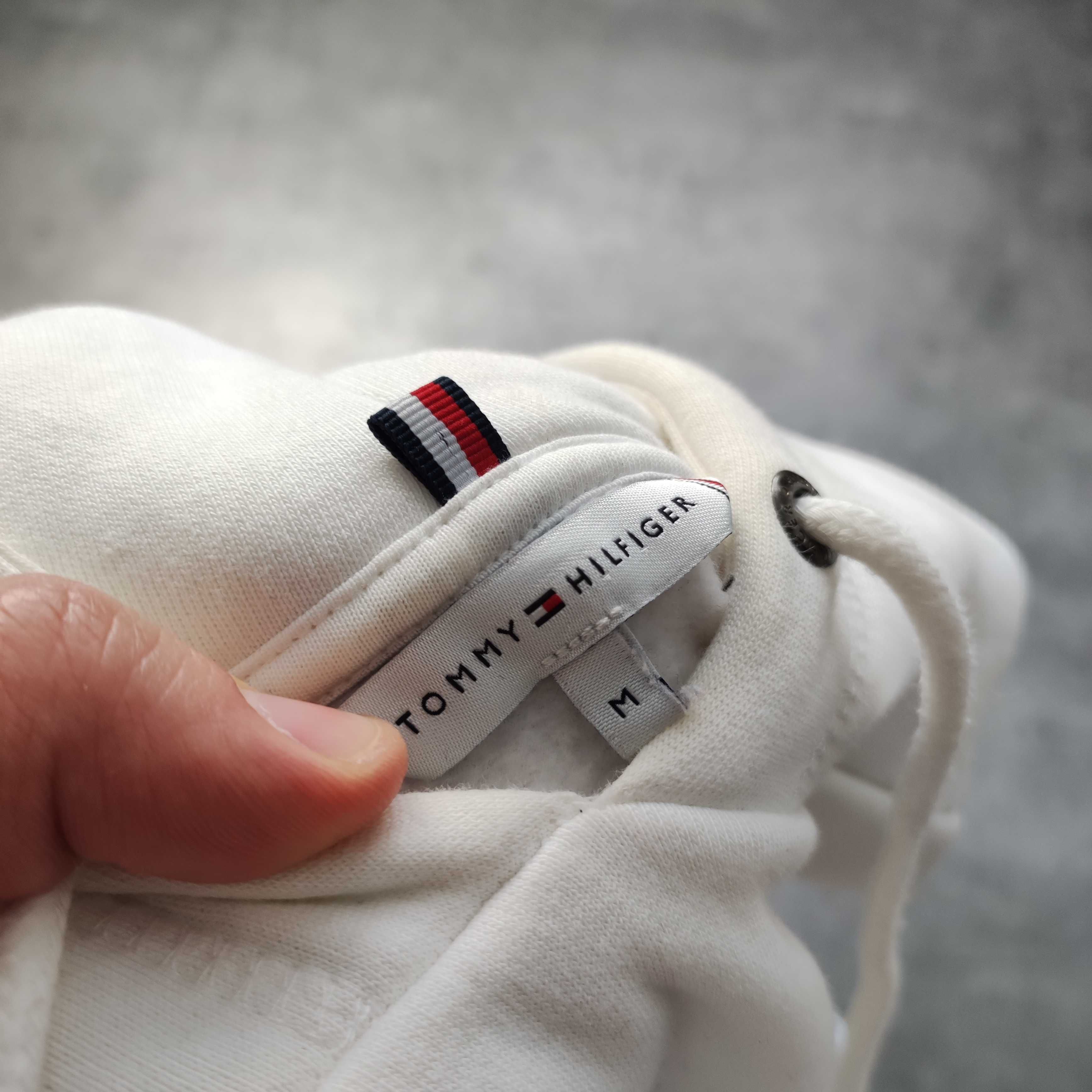 DAMSKA PREMIUM Bluza z Kapturem Biała Haft Logo Tommy Hilfiger Casual
