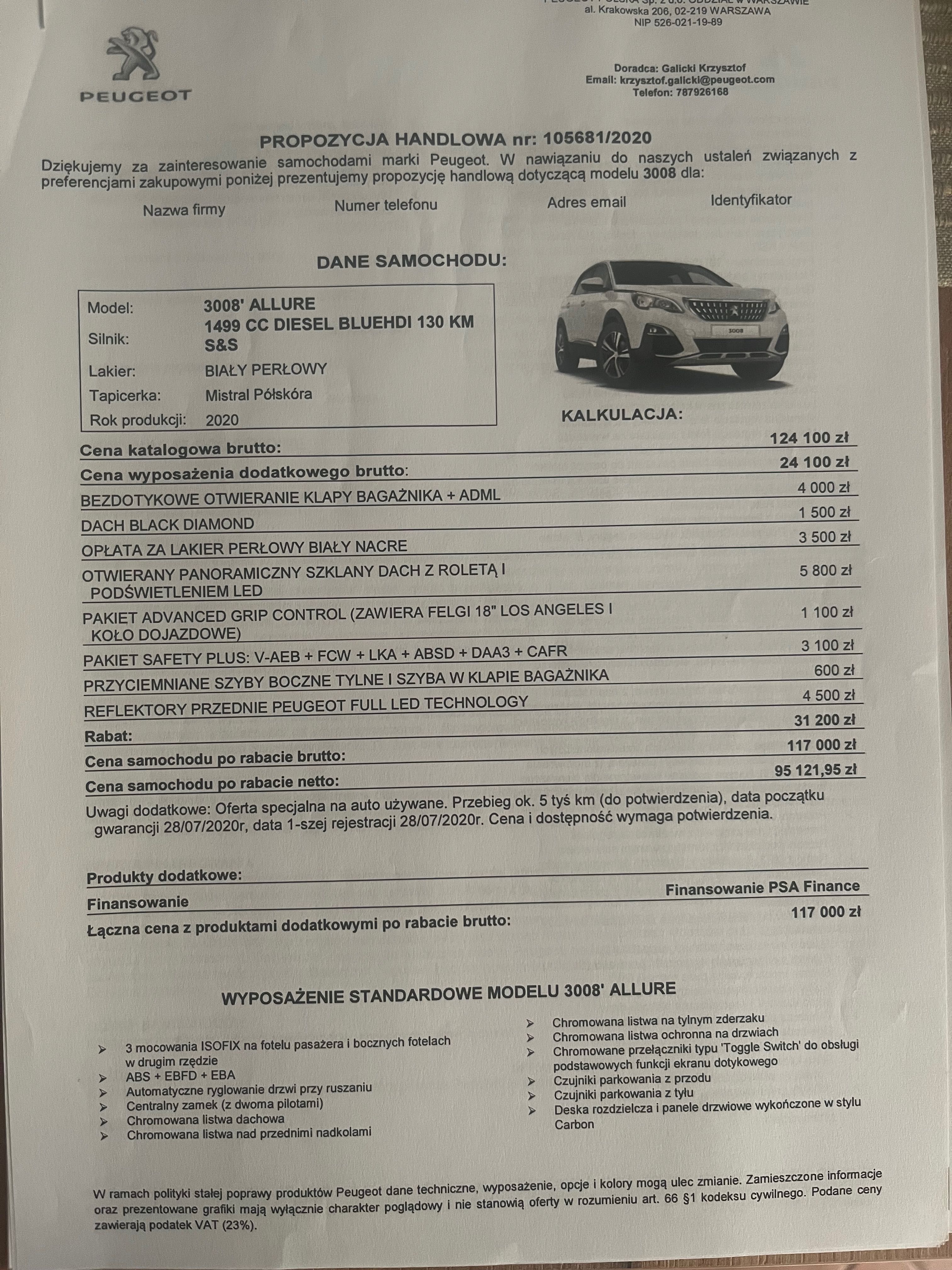 Cesja leasingu Peugeot 3008 | bez odstępnego