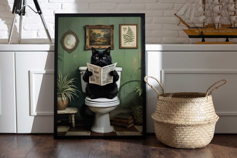 Kot w łazience vol 1 PLAKAT A3 Vintage, Cat - Trzeci plakat GRATIS