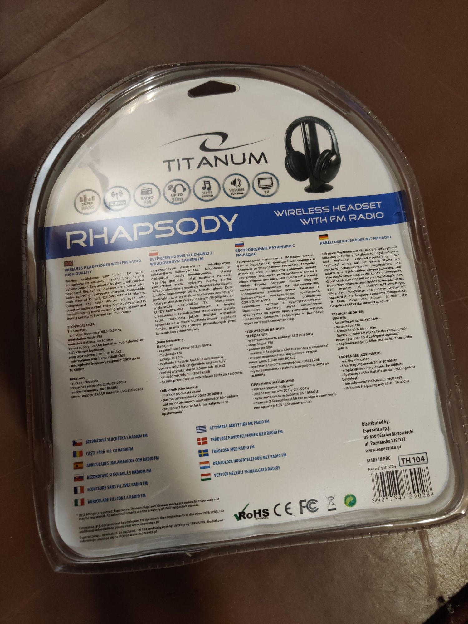 NOWE Słuchawki bezprzewodowe Titanium + radio