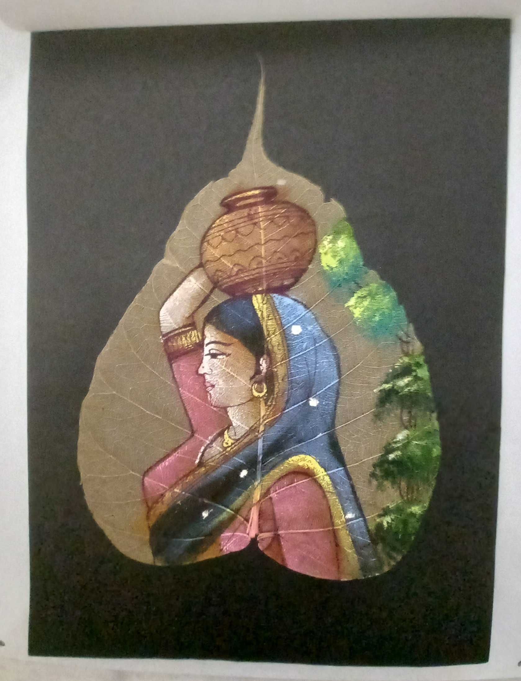 Pintura original sobre papel de pergaminho Índia Século XX