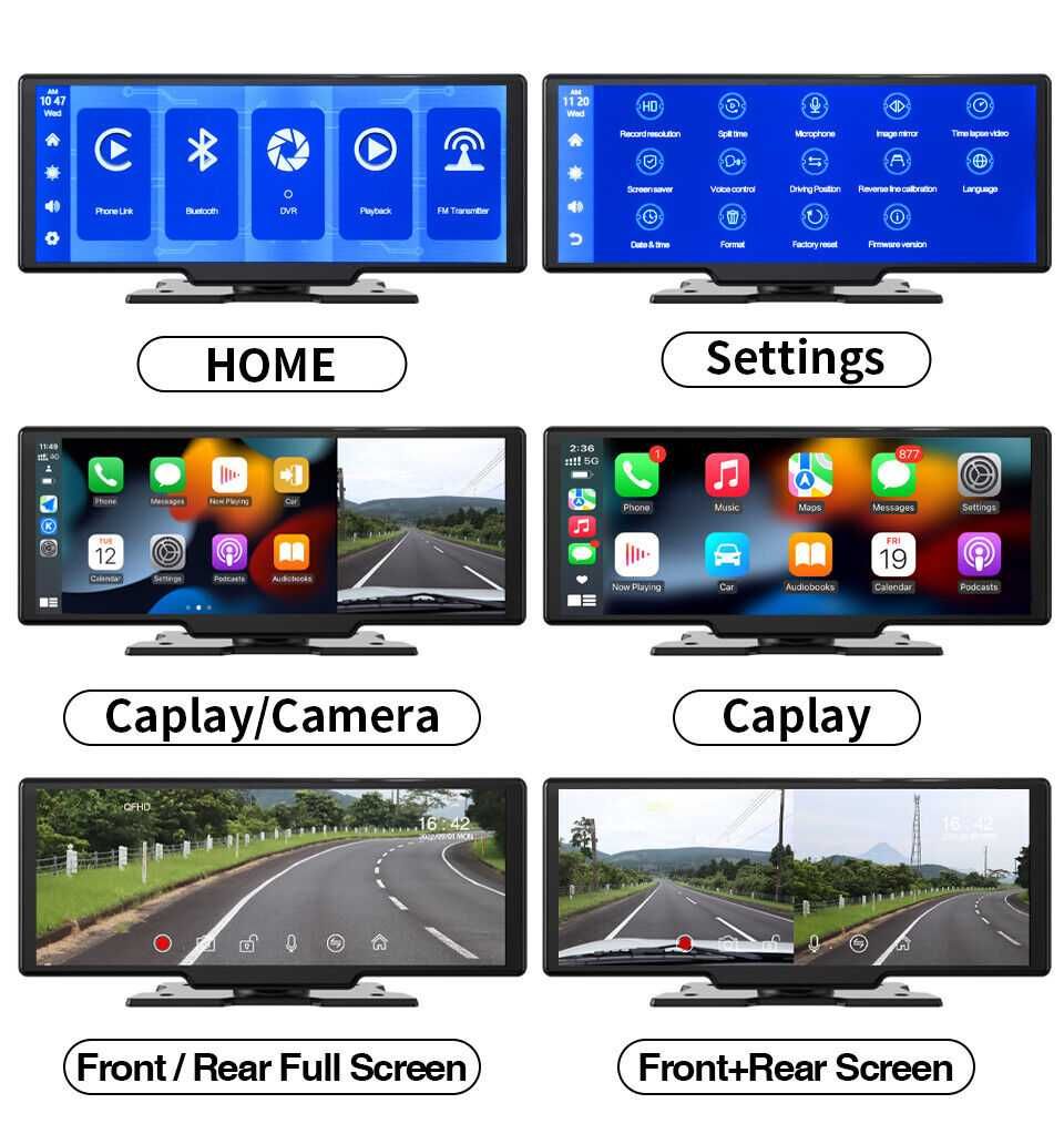Відеореєстратор GRANDnavi 2.5K WIFI 10,26" 2 камери Carplay Android A