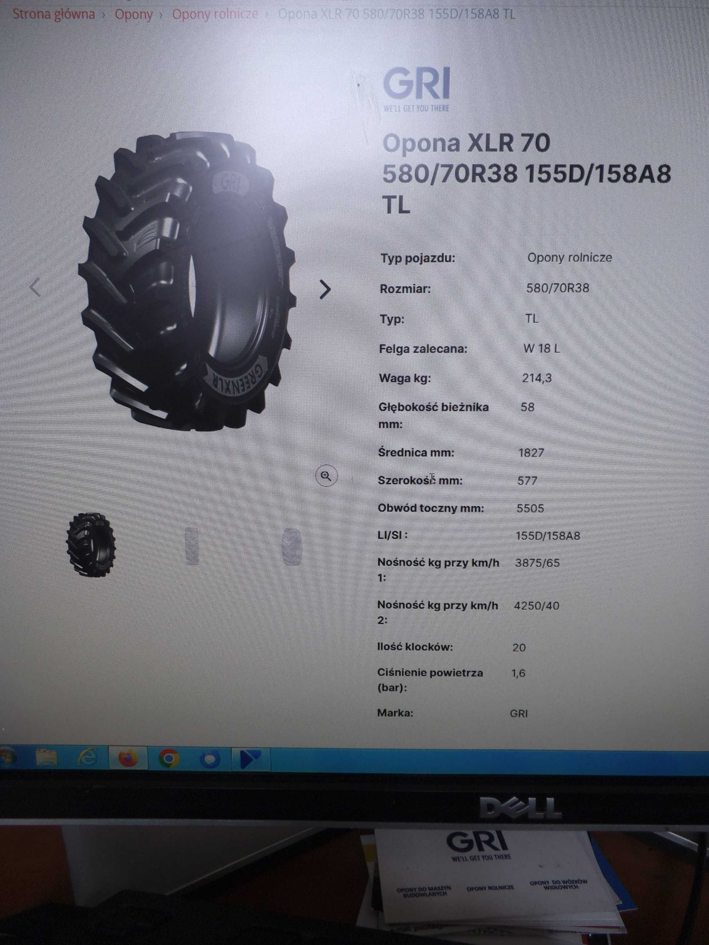 nowa opona radialna 580/70R38  GRI  XLR 70 dobra cena i jakość