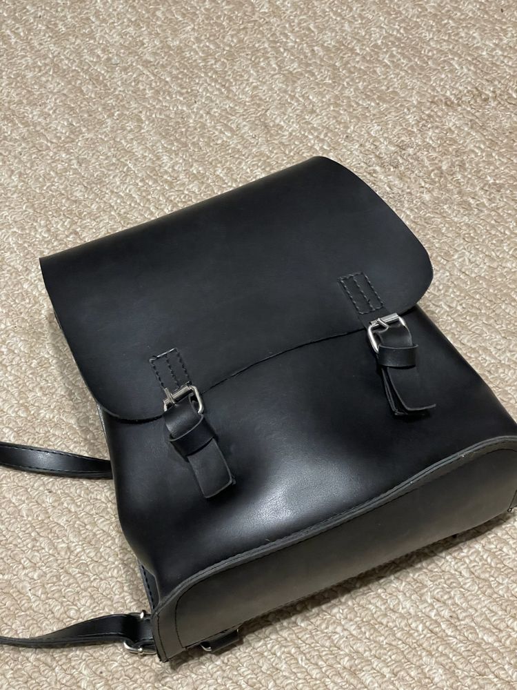 Чорний портфель сумка рюкзак шкіряний