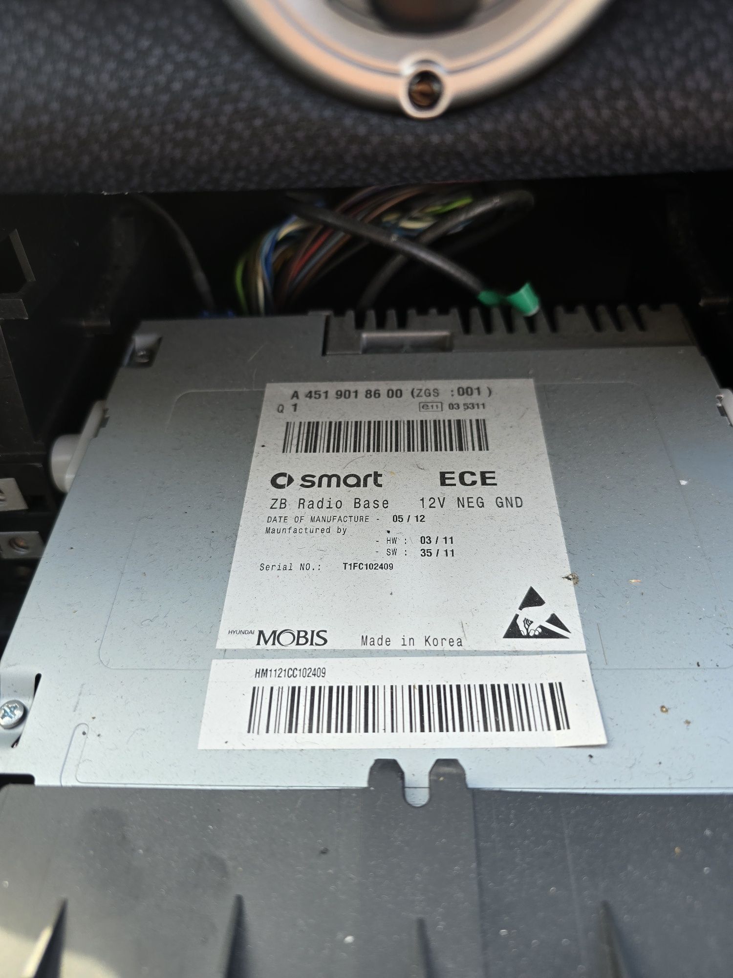 Radio smart fortwo original + gaveta