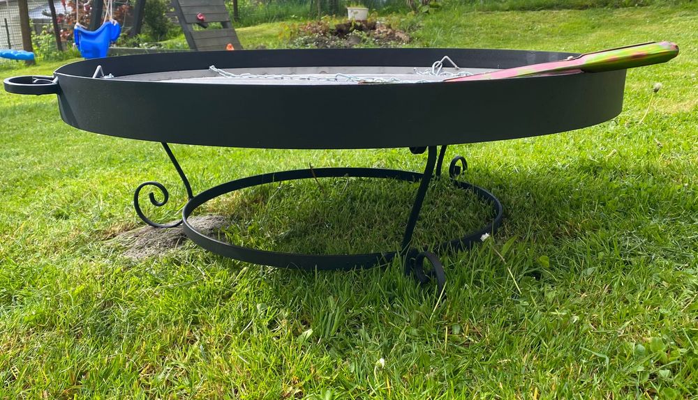 Grill polski trójnóg kuty żeliwny duży ruszt nierdzewny ognisko zima