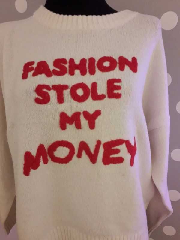 Biały sweter SINSAY fashion stole my money L