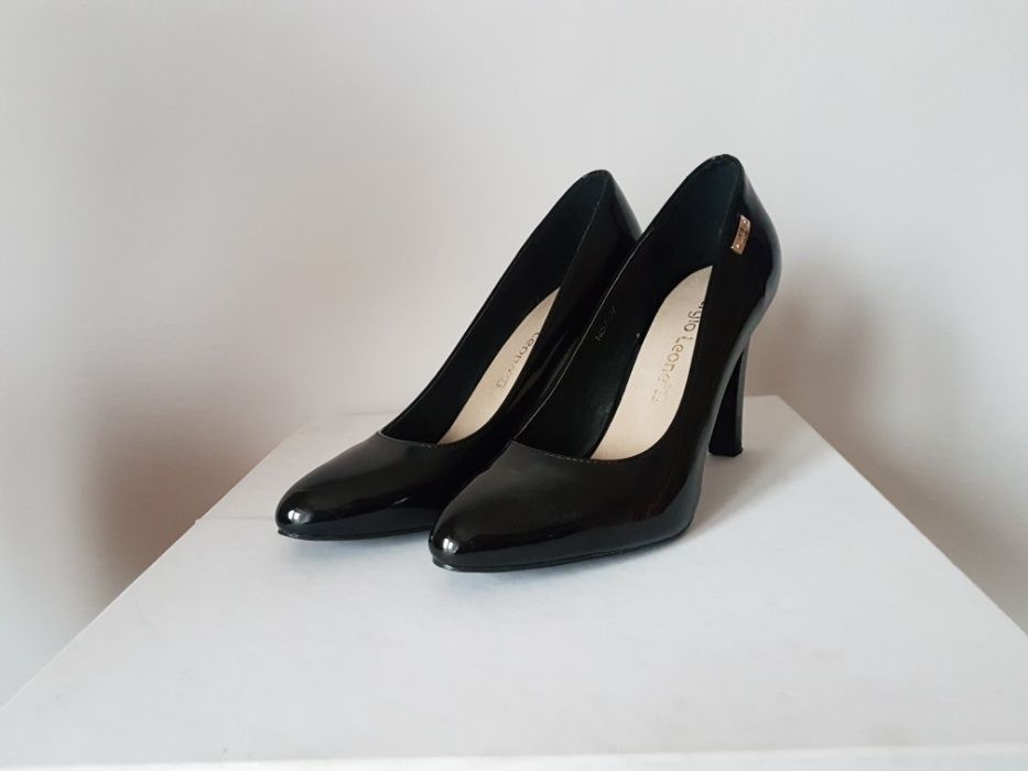 Buty na obcasie lakierowane szpilki lakierki 37 37,5 38 obcasy czarne