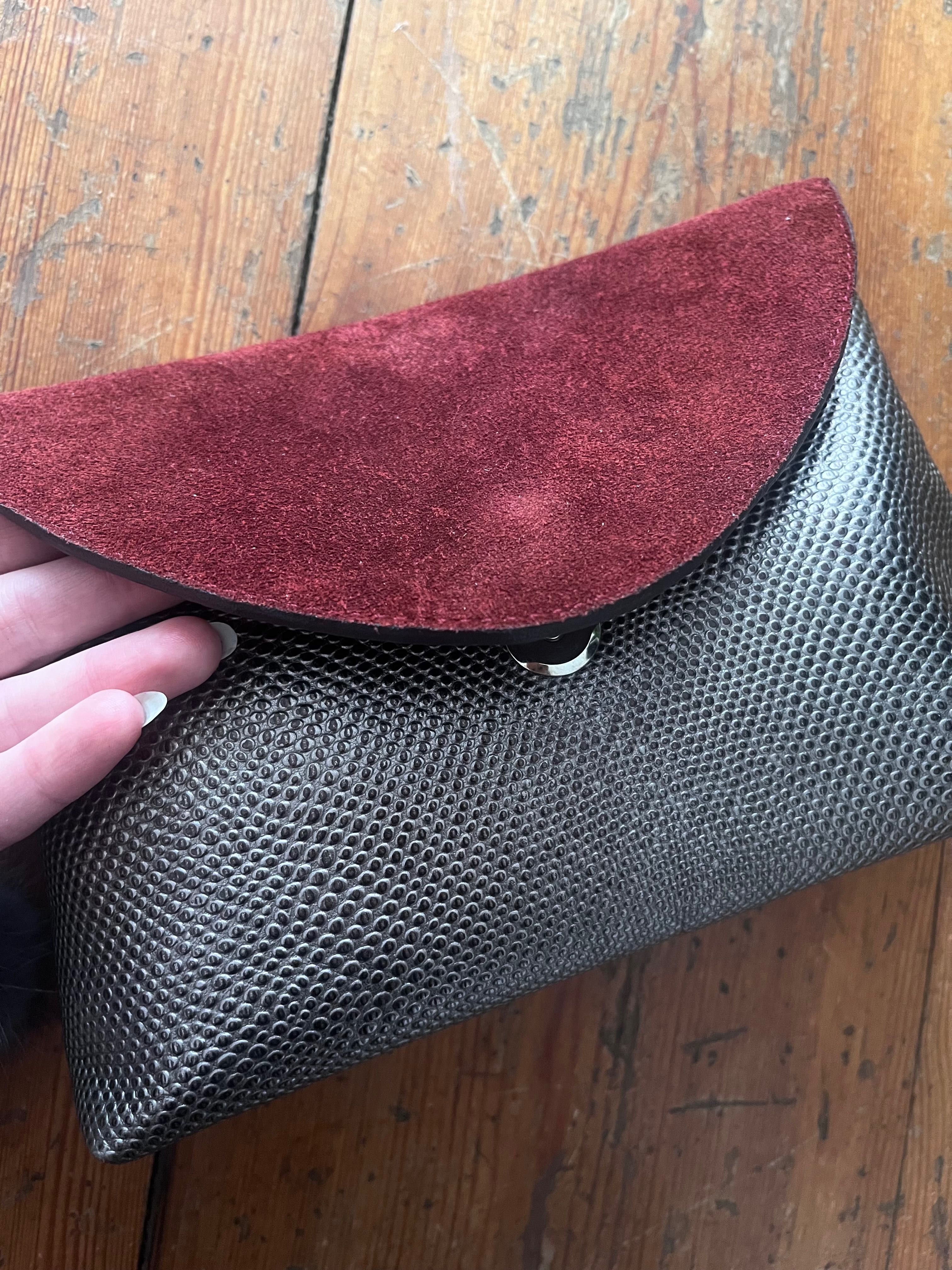 Torebka ze skóry kopertówka clutch handmade