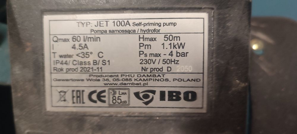 Nowy Hydrofor IBO 60 L Pompa samossąca kompresor