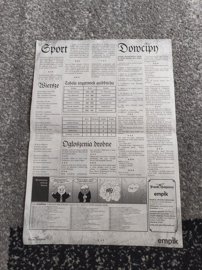 Gazeta kolekcjonerska prorok codzienny 2008 rok empik Harry potter
