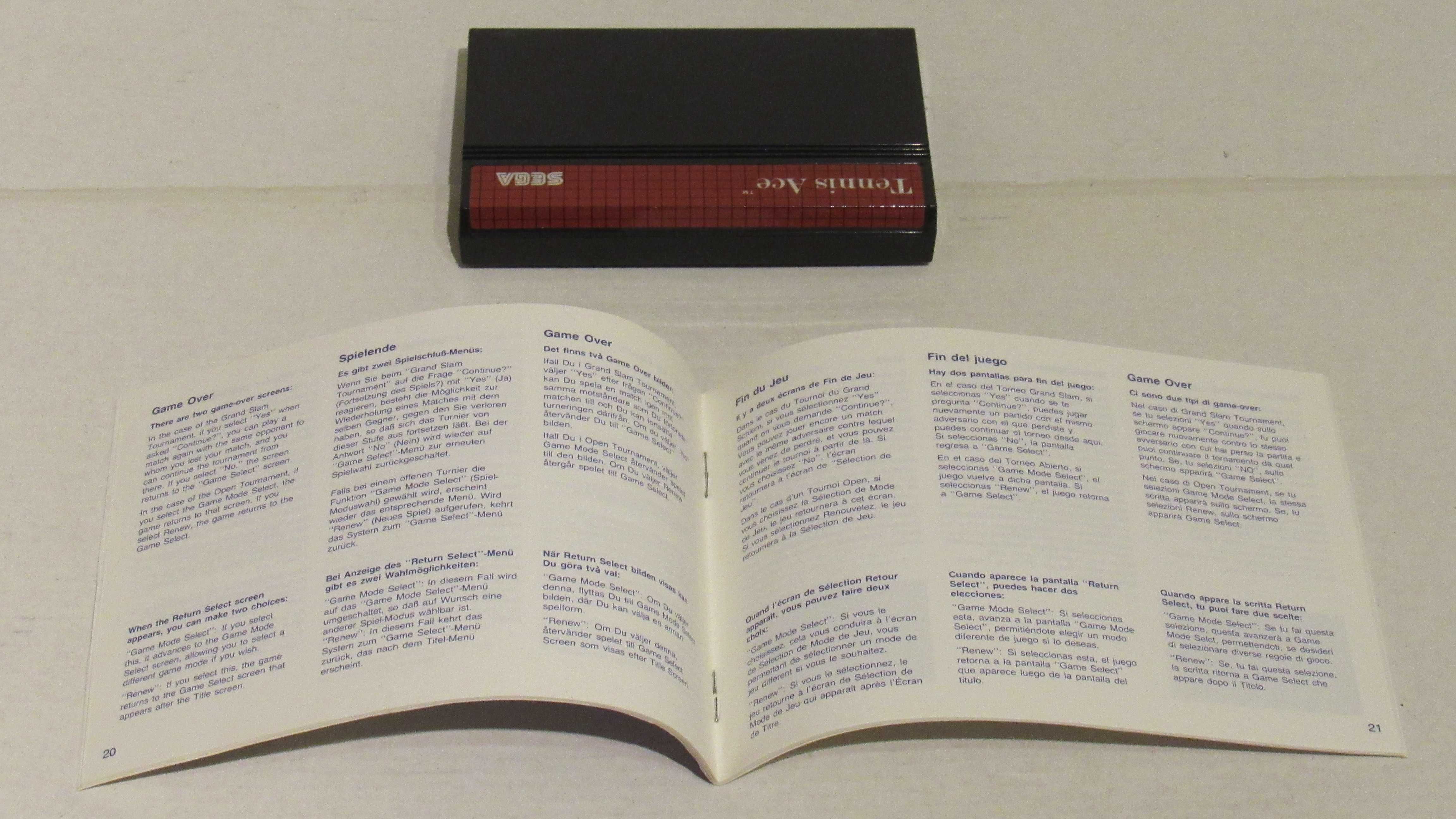 Jogo Sega Master System Tennis Ace completo