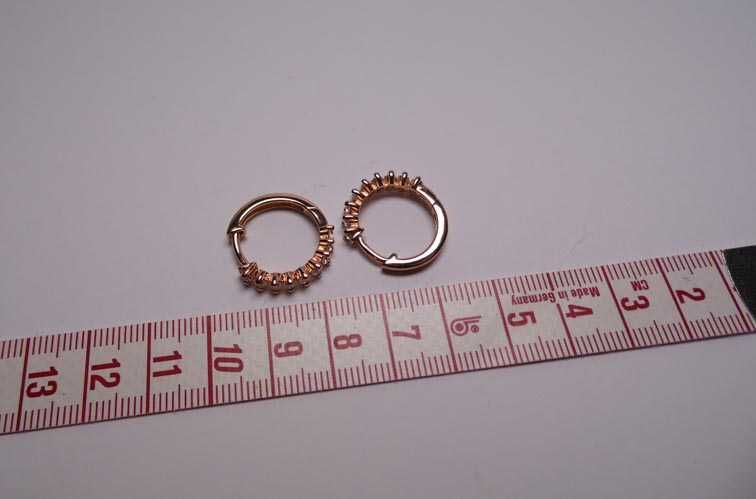 Kolczyki koła z cyrkoniami 1,95 cm. 3,9 mm. srebro złocone różowym zło