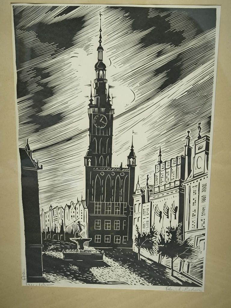 Grafika Poznań Ratusz Stefan Rassalski PRL