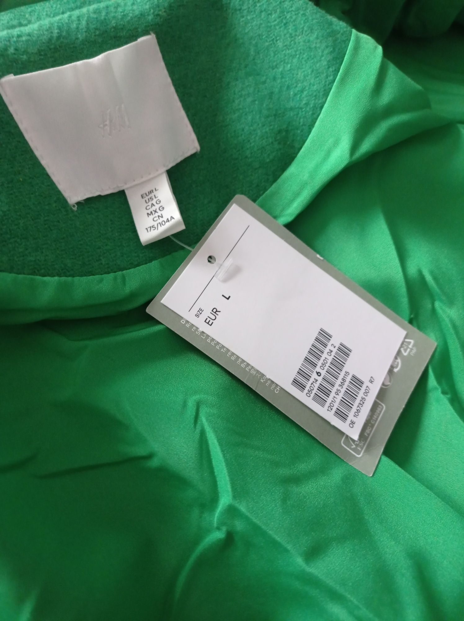 Płaszcz wiosna - jesień zielony H&M nowy