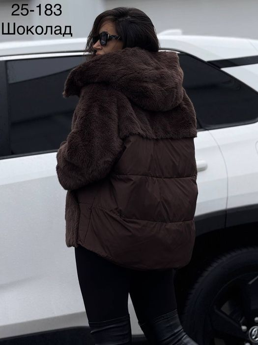 Жіноча шуба куртка комбінована осінь/єврозима