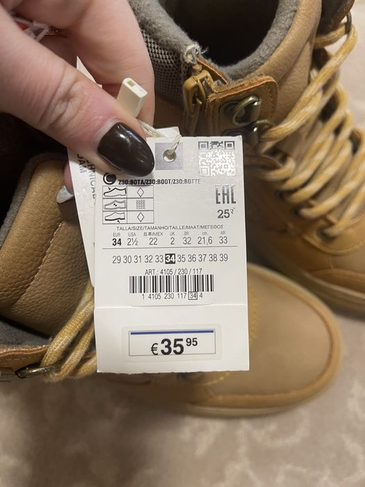Сапожки ботинки zara 34 р черевики