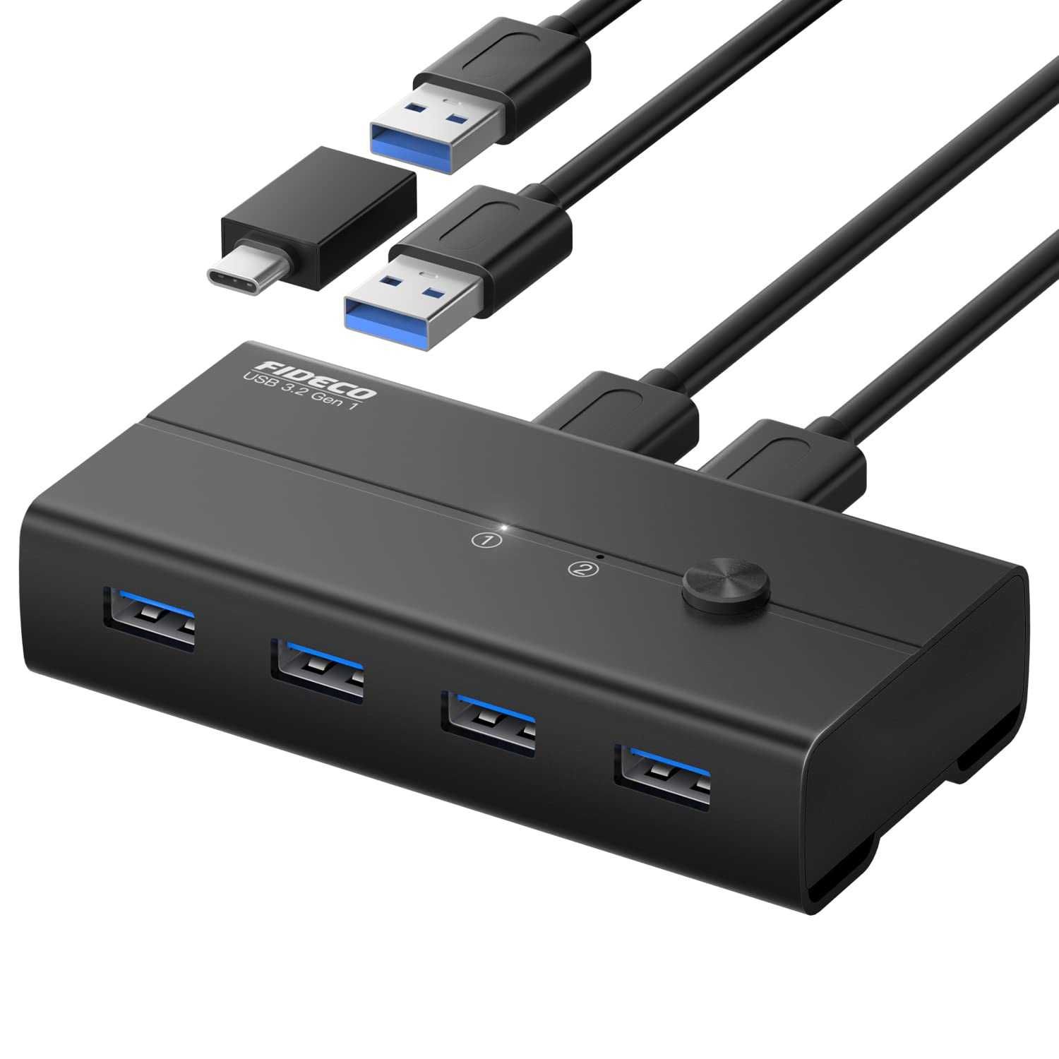 Selektor Przełączników USB, aluminiowy USB 3.2 Gen 1  5Gbps FIDECO