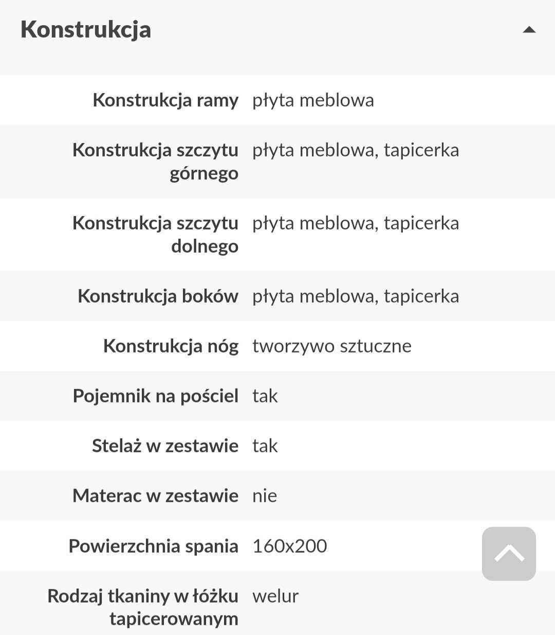 Łóżko sypialniane 160x200