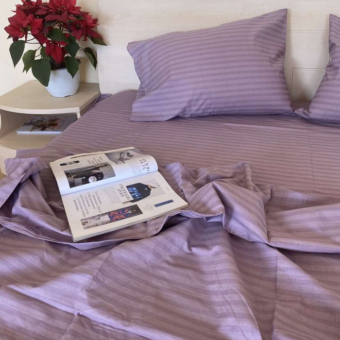 Якісна постільна білизна, постельное белье в полоску , Бязь Голд