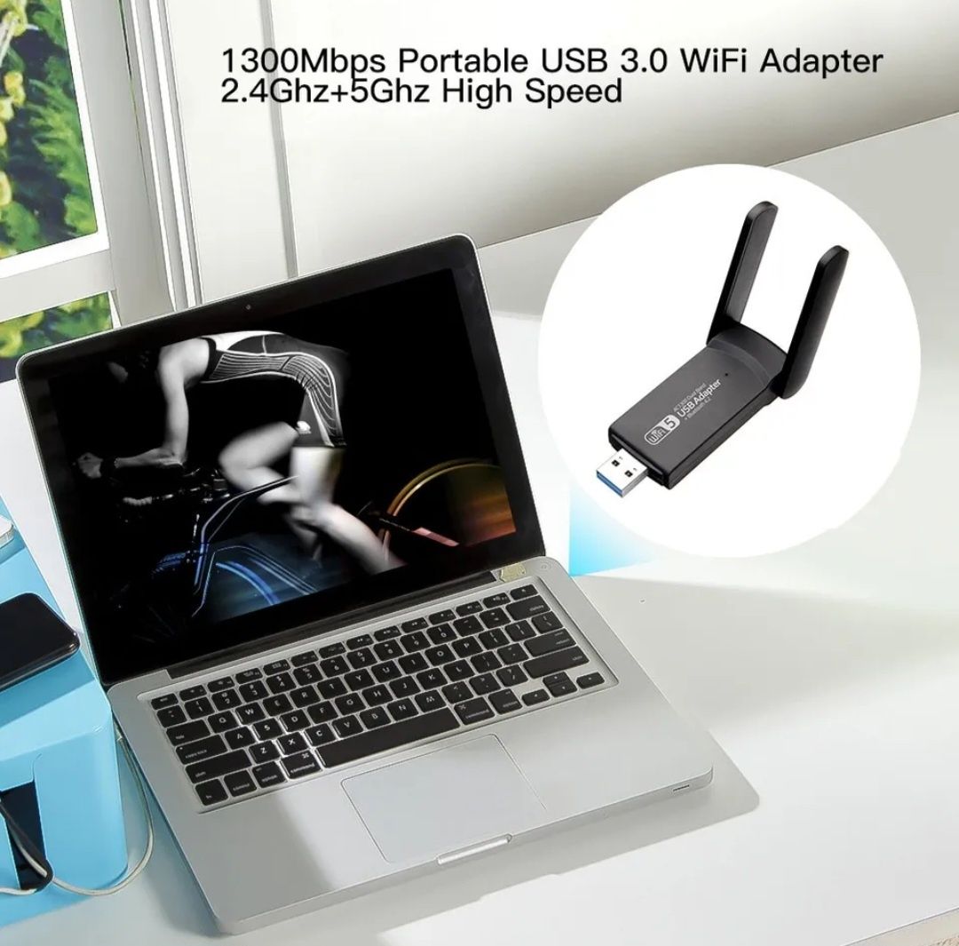 USB 3.0 Мощный двухдиапазонный 1300 Mbps Wi-Fi адаптер 2.4 / 5 GHz ГГц