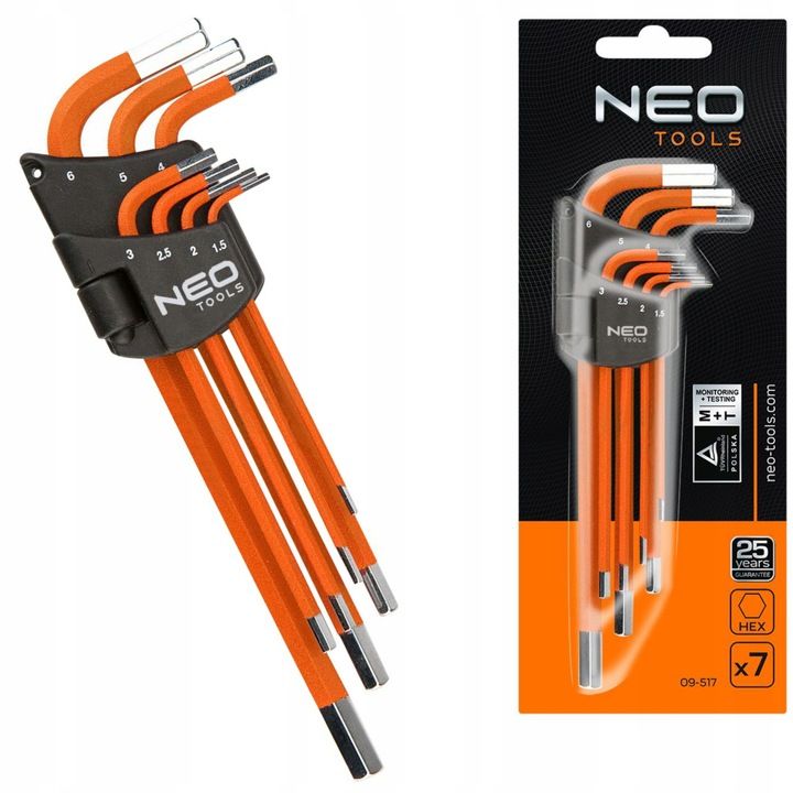 Neo Klucze Sześciokątne Imbusowe 1.5-6 Mm Zestaw Imbusy Zestaw 7 Szt D