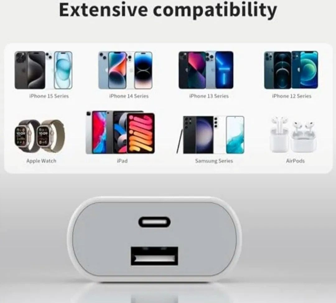 Anlikool Szybka ładowarka sieciowa 20W USB-A USB-C plus dwa kable