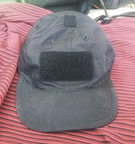 Військова чорна кепка з ліпучками САМОTEC / Черная военная кепка