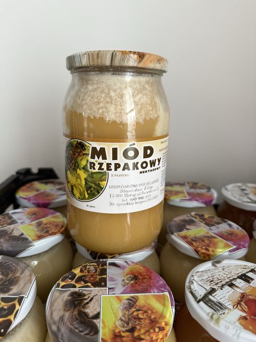 Miód RZEPAKOWY - duży słoik 900 ml.