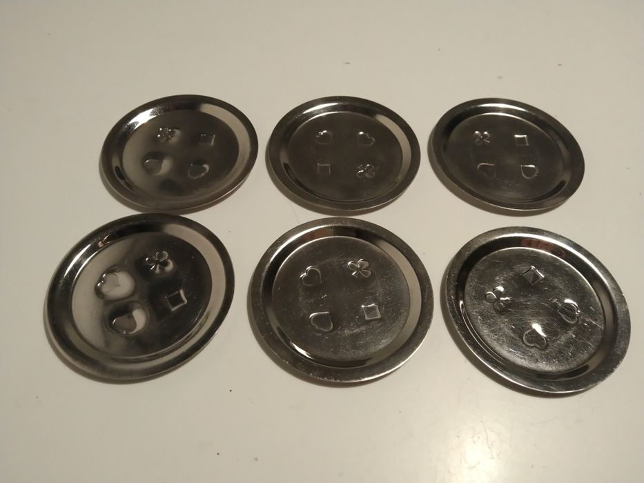 Zestaw do brydża pokera, PRL, tacki, podstawki pod kieliszki